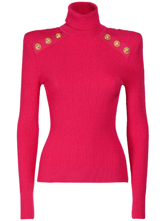 Balmain: Viscose blend knit turtleneck sweater - women_0 | Luisa Via Roma