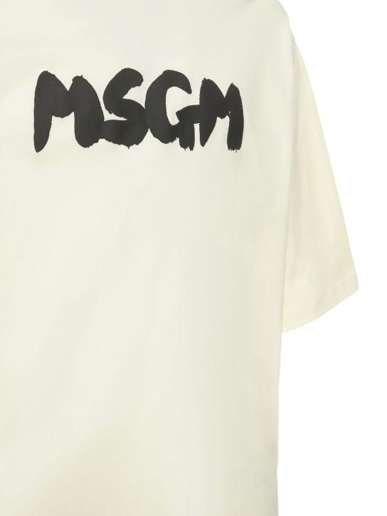 MSGM: Logo印花棉质平纹针织T恤 - 奶油色/黑色 - men_1 | Luisa Via Roma