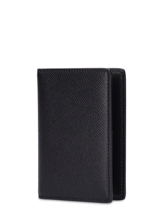 Maison Margiela: Grainy leather card wallet - Black - men_1 | Luisa Via Roma