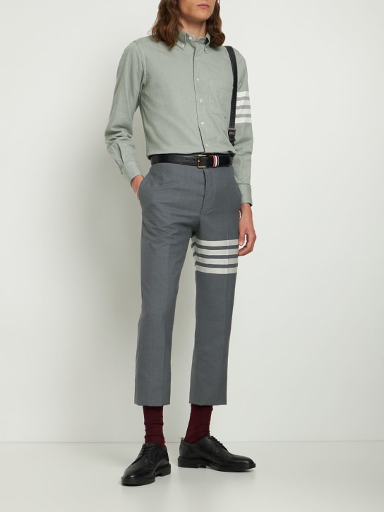 Thom Browne: 4 Bar cotton shirt - men_1 | Luisa Via Roma