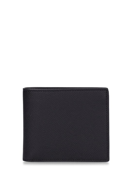 Maison Margiela: Logo grainy leather billfold wallet - Black - men_0 | Luisa Via Roma
