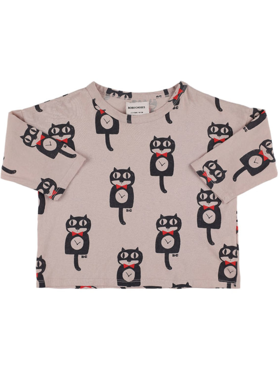 Bobo Choses: 캣 프린트 오가닉 코튼 티셔츠 - kids-boys_0 | Luisa Via Roma