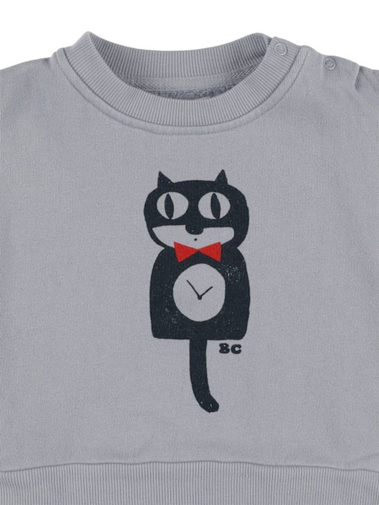 Bobo Choses: 小猫印花有机棉卫衣 - 灰色 - kids-girls_1 | Luisa Via Roma