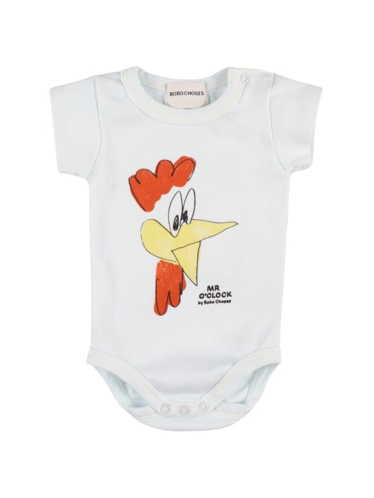 Bobo Choses: Body en coton biologique imprimé poule - Bleu Clair - kids-girls_0 | Luisa Via Roma