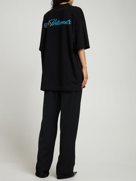 VETEMENTS: T-shirt en coton imprimé Only Vetements - Noir - women_1 | Luisa Via Roma