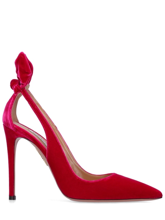 Aquazzura: Zapatos de tacón Bow Tie de terciopelo 105mm - women_0 | Luisa Via Roma