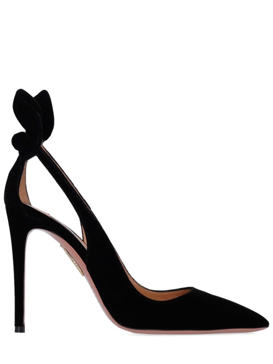 Aquazzura: Zapatos de tacón Bow Tie de terciopelo 105mm - women_0 | Luisa Via Roma