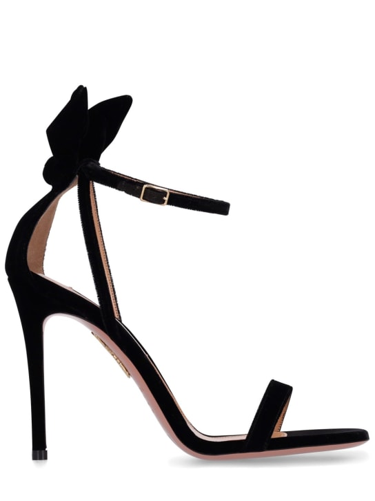Aquazzura: 105mm Bow Tie suede sandals - Black - women_0 | Luisa Via Roma