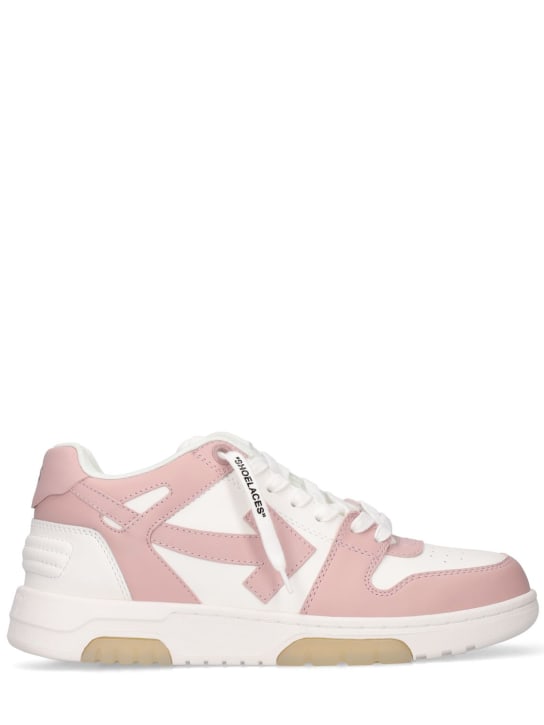 Off-White: 30mm Out of Office leather sneakers - Beyaz/Pembe - women_0 | Luisa Via Roma