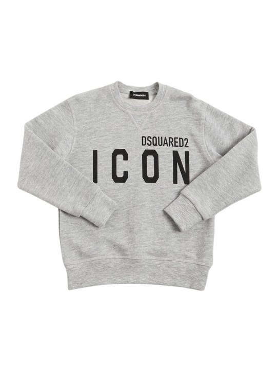 Dsquared2: Icon print cotton sweatshirt - kids-boys_0 | Luisa Via Roma