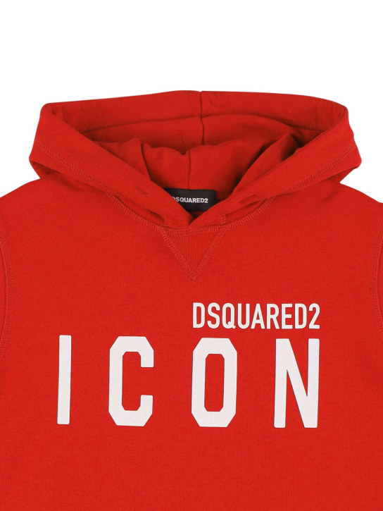 Dsquared2: Sweat-shirt en coton imprimé à capuche Icon - Rouge - kids-girls_1 | Luisa Via Roma