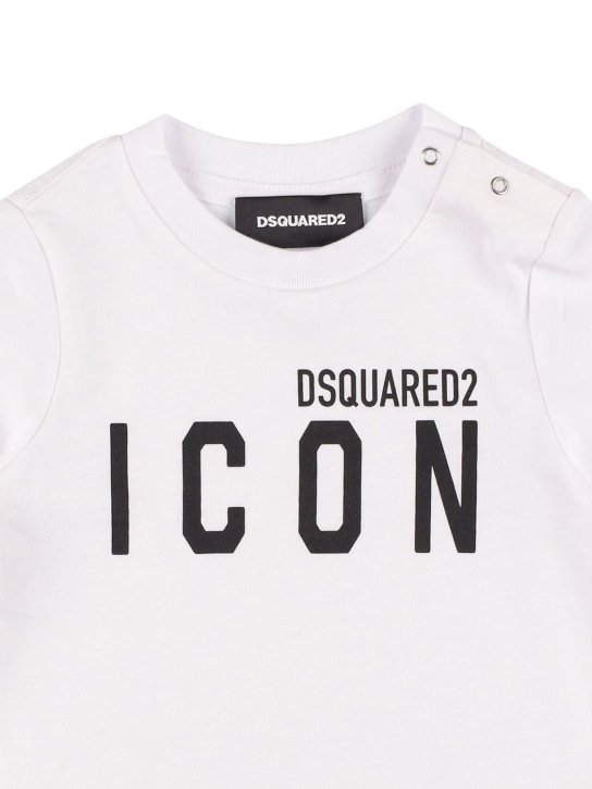 Dsquared2: T-shirt en jersey de coton imprimé Icon - Blanc - kids-boys_1 | Luisa Via Roma