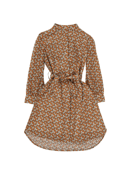 Burberry: Robe en voile de soie et coton à monogramme - Multicolore - kids-girls_0 | Luisa Via Roma