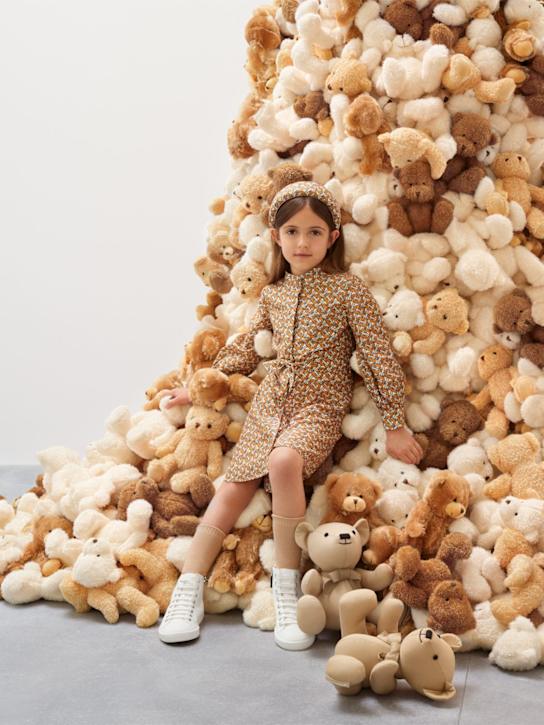 Burberry: Robe en voile de soie et coton à monogramme - Multicolore - kids-girls_1 | Luisa Via Roma