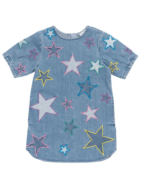 Stella McCartney Kids: KLEID AUS BIO-DENIM MIT STERNMOTIV - Denim/Bunt - kids-girls_0 | Luisa Via Roma