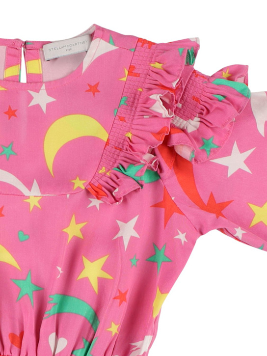 Stella McCartney Kids: Vestito in lyocell stampato con ruches - Rosa/Multi - kids-girls_1 | Luisa Via Roma
