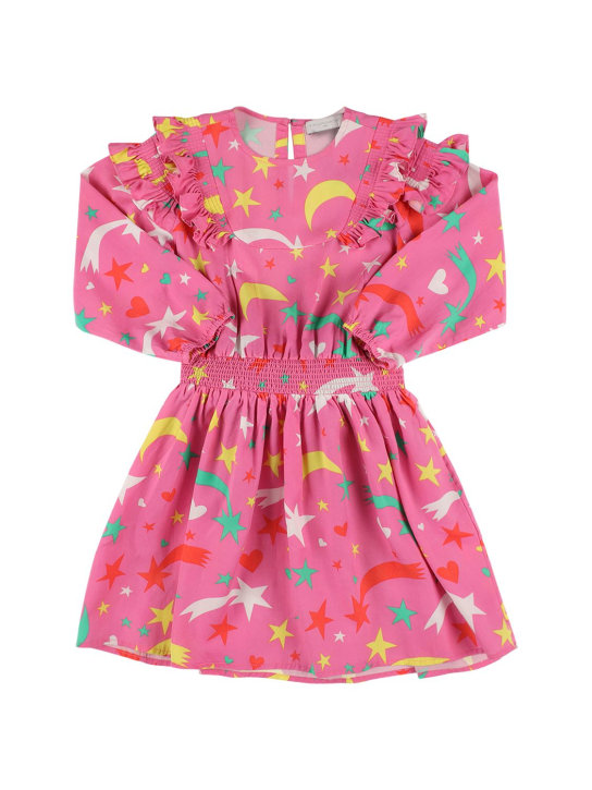 Stella McCartney Kids: Vestito in lyocell stampato con ruches - Rosa/Multi - kids-girls_0 | Luisa Via Roma