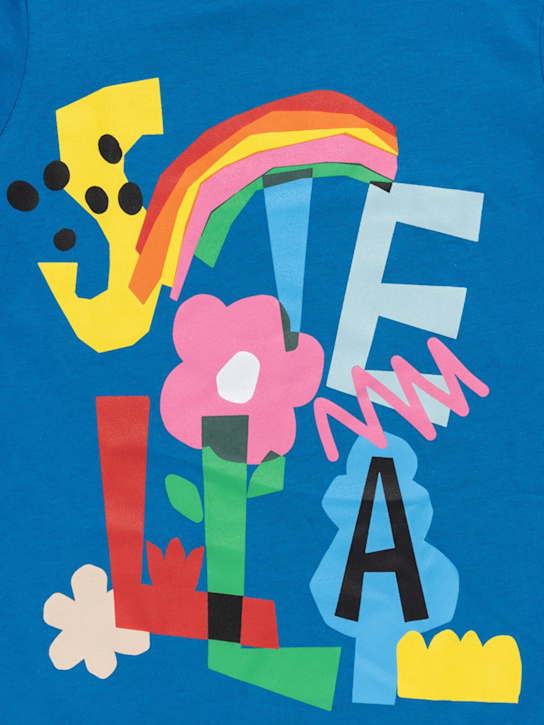Stella McCartney Kids: Camiseta de algodón orgánico con estampado - Azul - kids-girls_1 | Luisa Via Roma