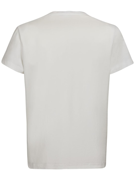 Balmain: Flocked logo organic cotton t-shirt - White - men_4 | Luisa Via Roma