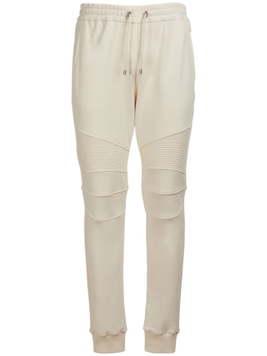 Balmain: Pantalon en jersey de coton floqué - men_0 | Luisa Via Roma