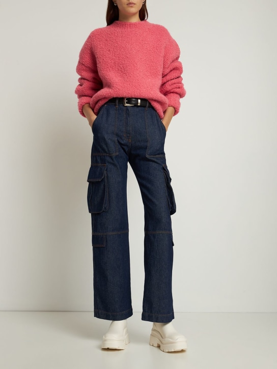 MSGM: Jeans dritti in denim di cotone con tasche - women_1 | Luisa Via Roma