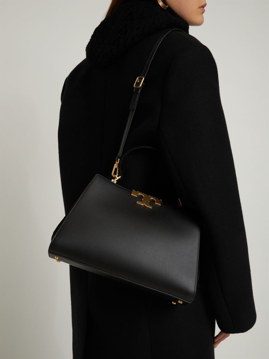 Tory Burch: Eleanor satchel leather tote bag - Siyah - women_1 | Luisa Via Roma