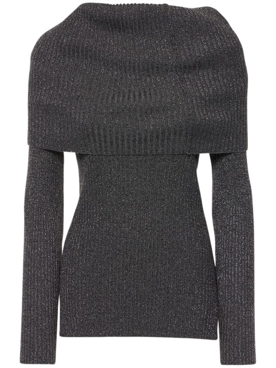 Alberta Ferretti: Ribbed knit wide neck sweater - women_0 | Luisa Via Roma