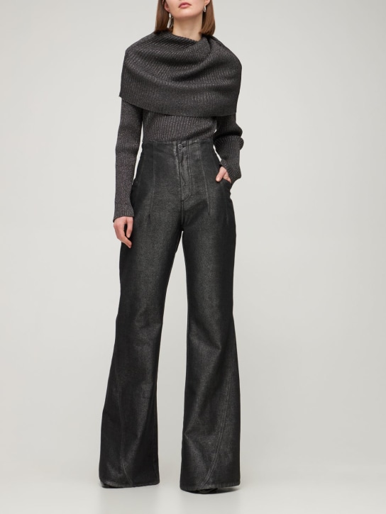 Alberta Ferretti: Jean ample en denim de lurex taille haute - women_1 | Luisa Via Roma
