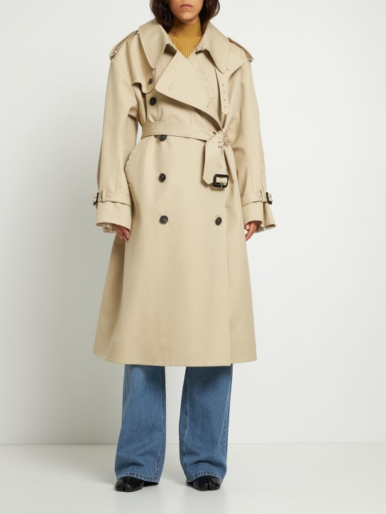 Maison Margiela: Oversize cotton gabardine trench coat - Beige - women_1 | Luisa Via Roma