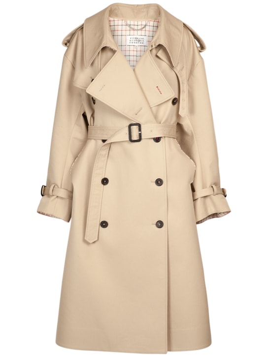 Maison Margiela: Oversize cotton gabardine trench coat - Beige - women_0 | Luisa Via Roma