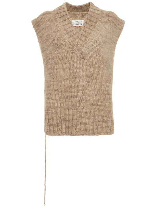 Maison Margiela: Open side alpaca blend knit vest - Bej - women_0 | Luisa Via Roma