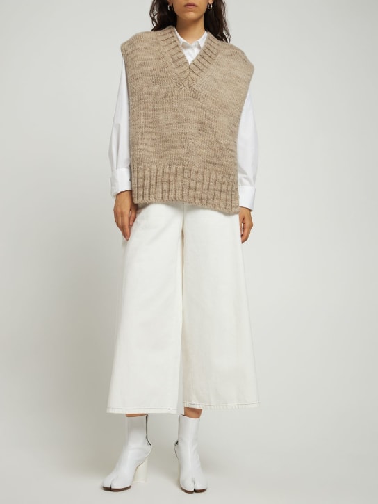 Maison Margiela: Open side alpaca blend knit vest - Bej - women_1 | Luisa Via Roma