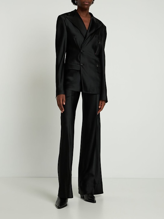 Maison Margiela: Tailleur en satin de viscose mélangée - Noir - women_1 | Luisa Via Roma