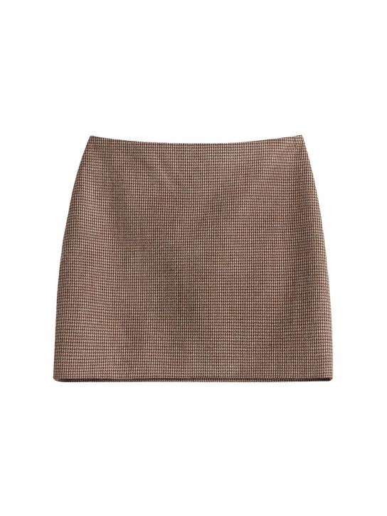 Nina Ricci: Wool blend houndstooth mini skirt - women_0 | Luisa Via Roma