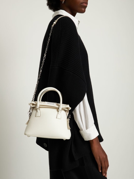 Maison Margiela: 5AC Micro grained leather top handle bag - White - women_1 | Luisa Via Roma