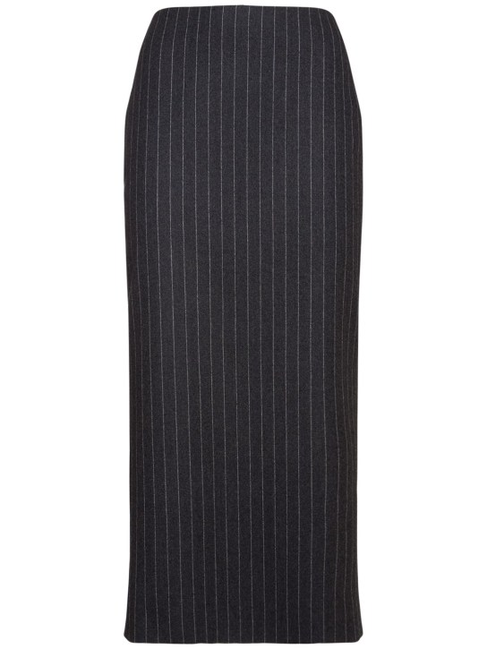 Versace: Pinstripe wool pencil skirt - Grey - women_0 | Luisa Via Roma