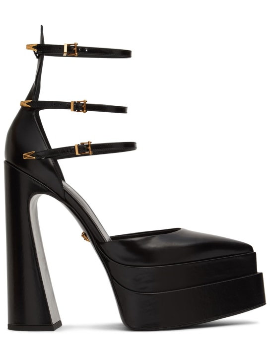 Versace: Zapatos de tacón de piel con plataforma 160mm - women_0 | Luisa Via Roma