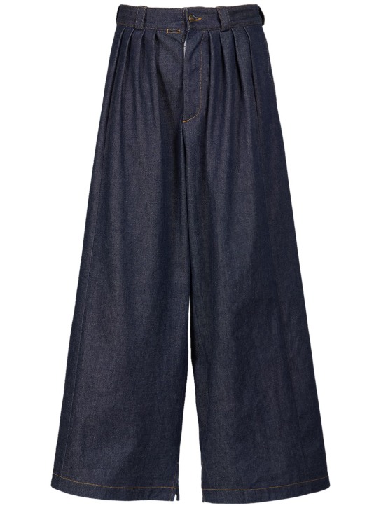 Maison Margiela: Mid waist wideleg cotton raw denim jeans - Blue - women_0 | Luisa Via Roma