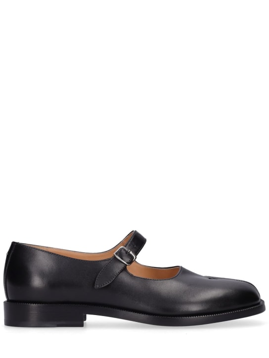 Maison Margiela: 20mm Tabi leather Mary Jane flats - Black - women_0 | Luisa Via Roma