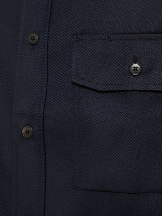 Brioni: Wool military shirt - men_1 | Luisa Via Roma