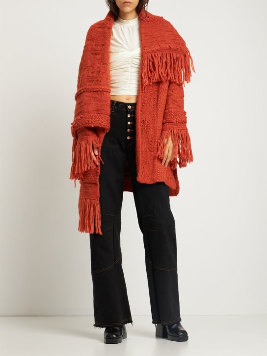 Stella McCartney: Luftiger Strickmantel aus Alpakamischung - Orange - women_1 | Luisa Via Roma