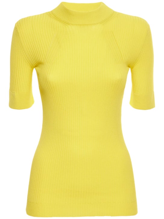 Stella McCartney: Haut en viscose stretch - Jaune - women_0 | Luisa Via Roma