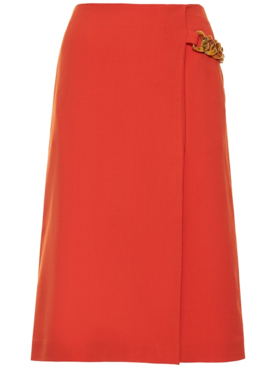 Stella McCartney: Wool blend mini skirt w/ chain detail - Orange - women_0 | Luisa Via Roma