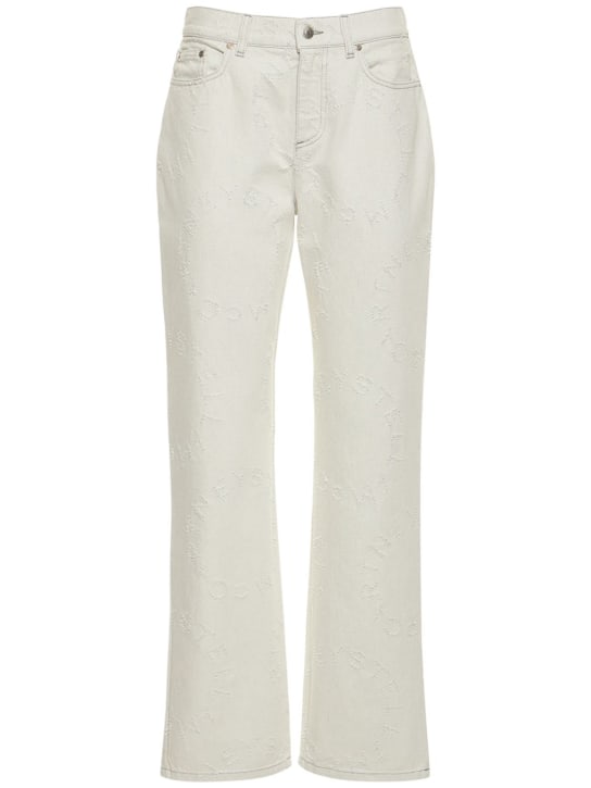 Stella McCartney: Jeans aus Denim mit geradem Bein und Laserlogo - Weiß - women_0 | Luisa Via Roma