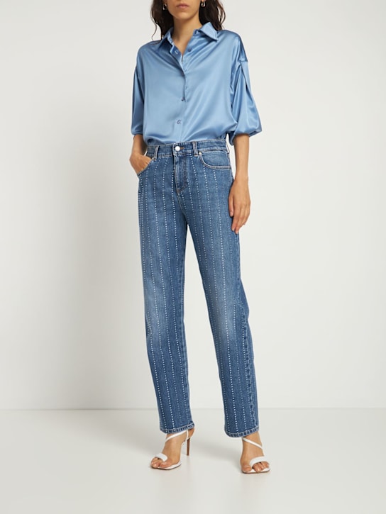 Stella McCartney: Gestreifte Jeans aus Baumwolldenim - Denim - women_1 | Luisa Via Roma