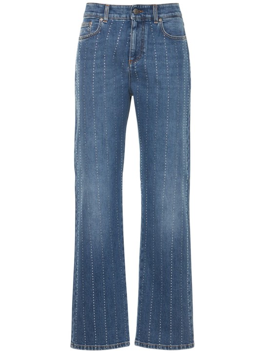 Stella McCartney: Gestreifte Jeans aus Baumwolldenim - Denim - women_0 | Luisa Via Roma