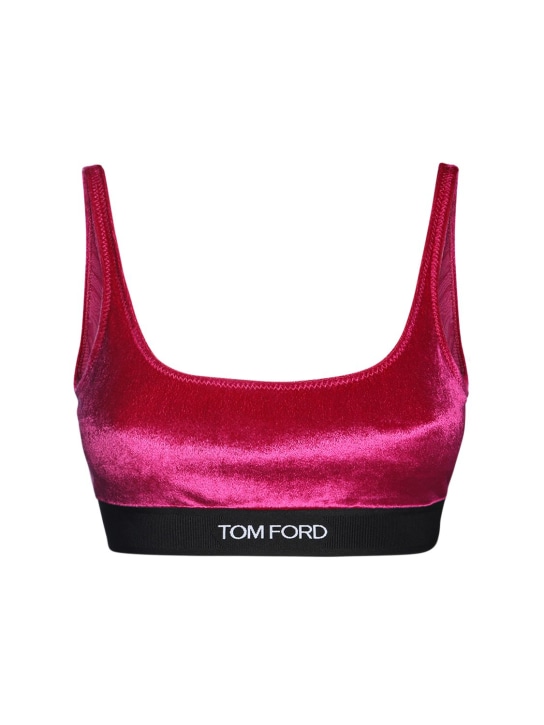 Tom Ford: Logo stretch velvet bra - women_0 | Luisa Via Roma