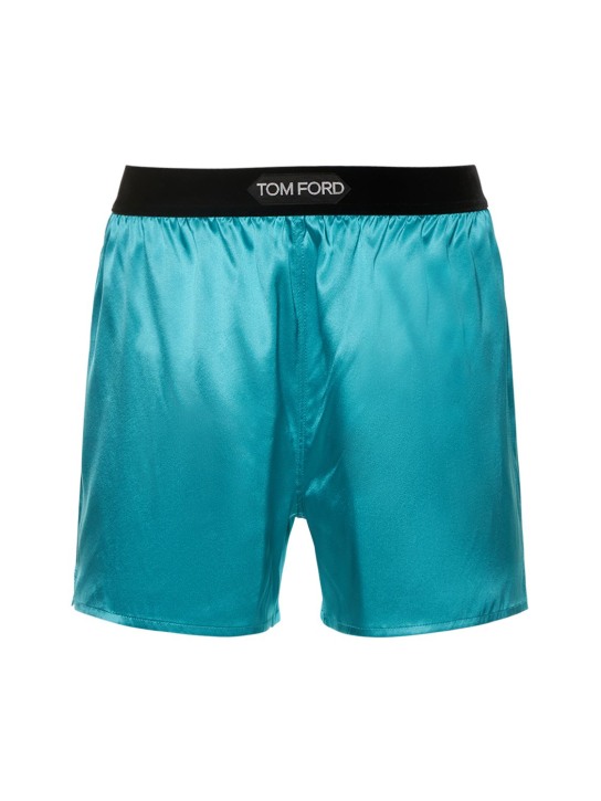 Tom Ford: Logo silk satin mini shorts - women_0 | Luisa Via Roma