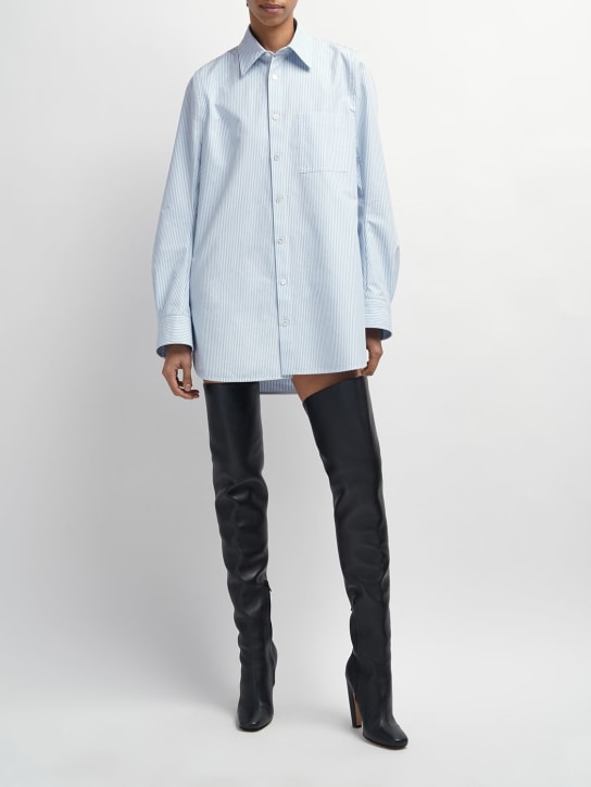 Bottega Veneta: Cotton shirt dress - Light Blue/White - women_1 | Luisa Via Roma