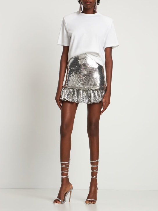 Rabanne: Ruffled sequined mini skirt - women_1 | Luisa Via Roma